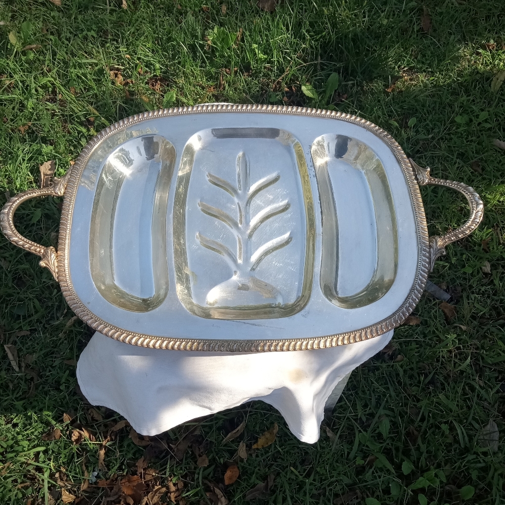 Silver on Copper Serving Tray